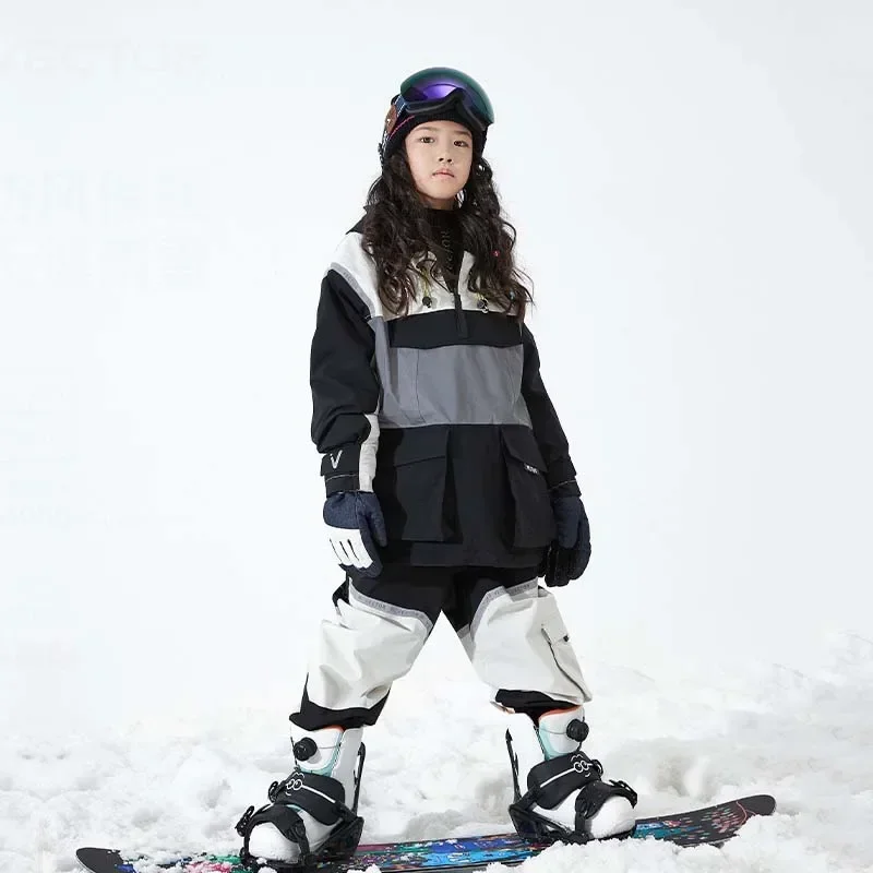 Зимний теплый ветрозащитный лыжный костюм для девушек с принтом