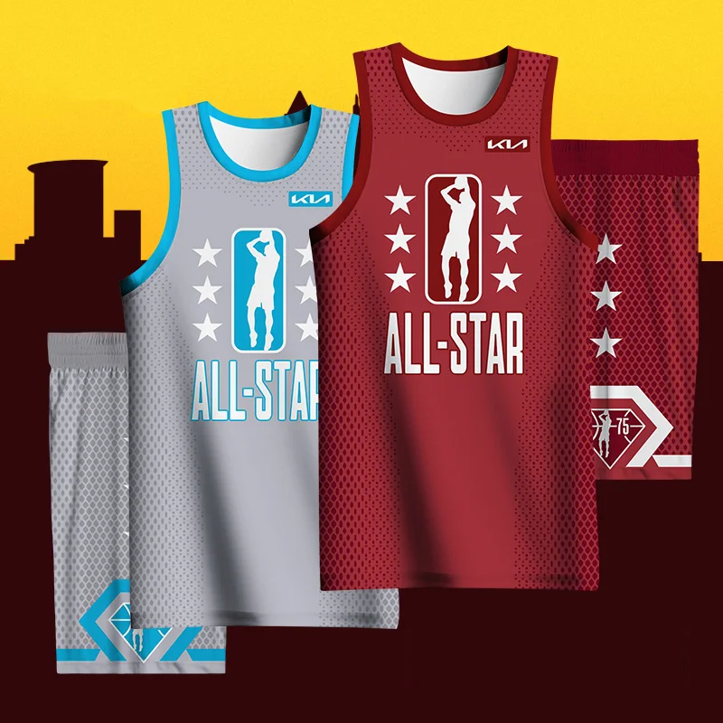 

Basketball Set For Men Full Sublimation Customizable West East Team Name Logo Prints Jerseys Sportwear Quick Dry Tracksuits Male