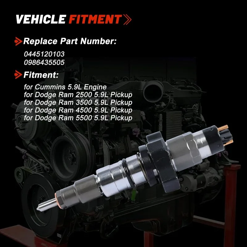 Фото 0445120103 0986435505 Форсунка Common Rail для Dodge Ram 2500 3500 4500 5500 5,9 л Пикап Cummins Turbo 5,9 л Дизельный двигатель №3