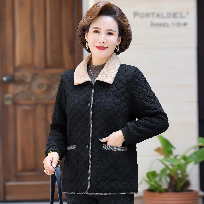 Middle Aged Women Autumn Winter Cotton Jackets 2022 New Thick Warm Short Outerwear Parkas Mother Coats