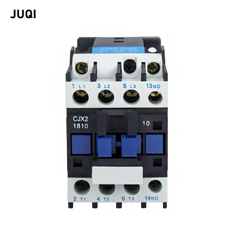 CJX2-1810 LC1 AC Contactor 18A 3 Phase 3-Pole NO Coil Voltage 380V 220V 110V 36V 24V 50/60Hz Din Rail Mounted 3P+1NO Normal Open