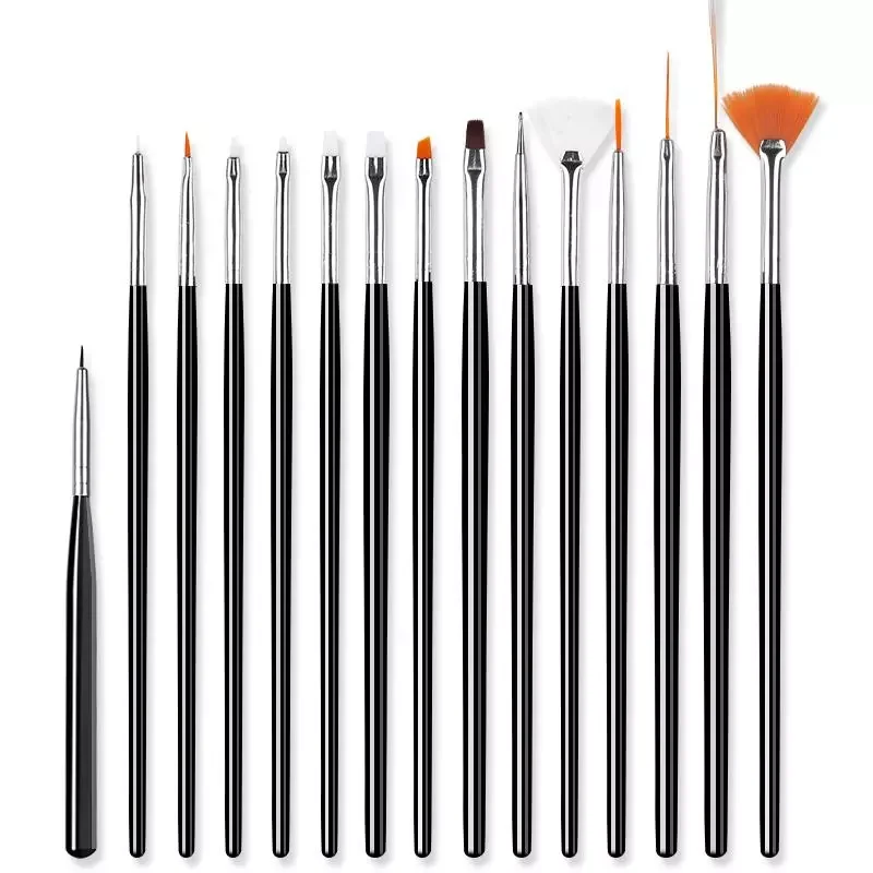 

Acrylic UV Gel Nail Brush Kit Pink White Dotting Painting Pen Carving 15Pcs/set Gel Brush Manicure Nail Art Design Tools