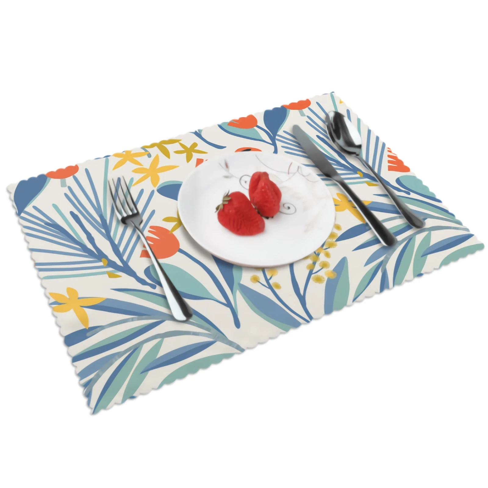 

Watercolor Floral Placemats Retro Plant Print Placemat Set of 4 Heat-Resisting Non Slip Table Mats Polyeste Place Mats