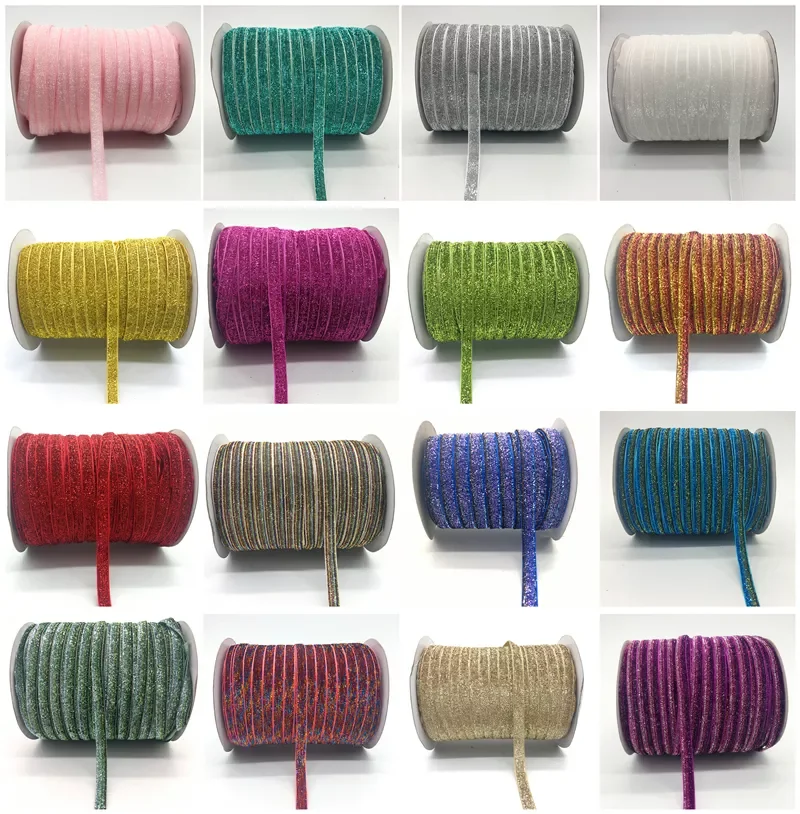 

3/8" 10mm Glitter Ribbon Headband Clips Bow Wedding Christmas Decoration Velvet ribbon Christmas ribbon