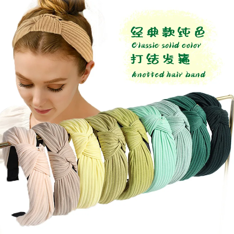 

41 Color Classic Solid Color New Hair Hoop Wide-brimmed Cross Face Wash Knitted Head Hoop All-match Hair Accessories