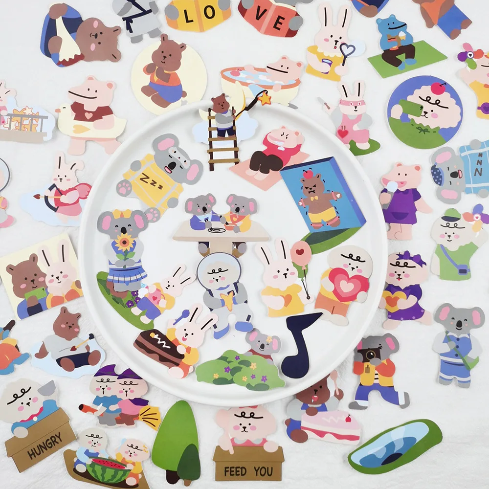 

50pcs 2023 Travel photos bear rabbit cute DIY Stickers For Suitcase Laptop Luggage Fridge Phone Car Styling DIY Decal