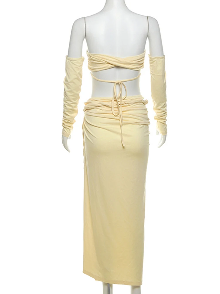 Женские комплекты из 2 предметов ByeMyLove укороченный топ с длинной юбкой женские