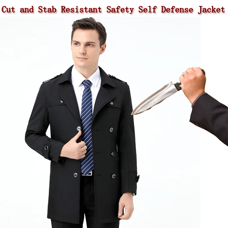 Anti Stab Mid-length Coat Business Trench Loose Flexible Lig