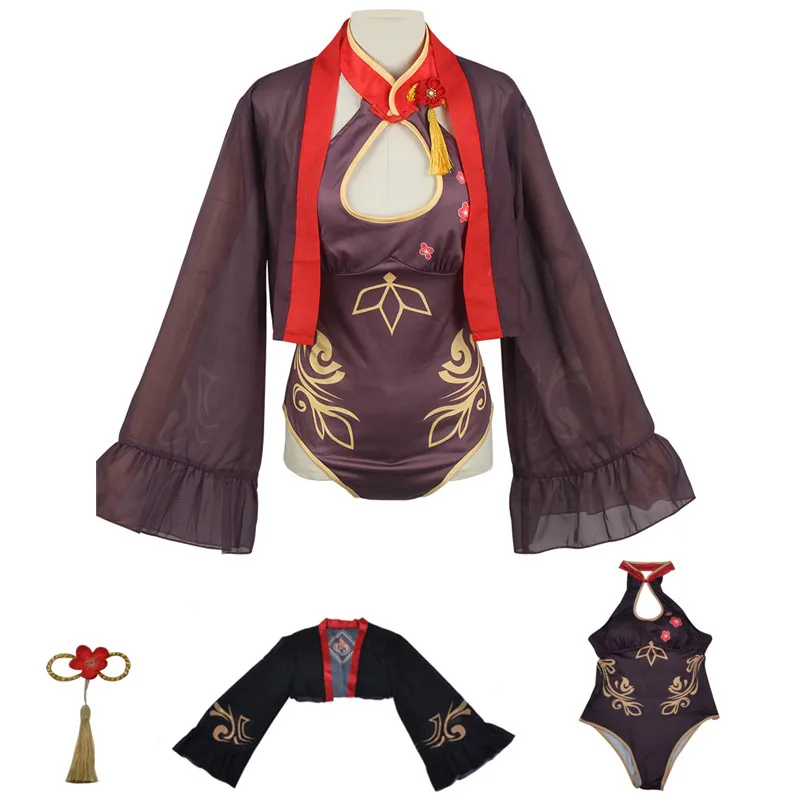 

Game Genshin Impact Hutao Swimwear Cosplay Costume Cloak Outfits Hutao Cosplay Swimsuit Christmas Carnival Bathing Suit