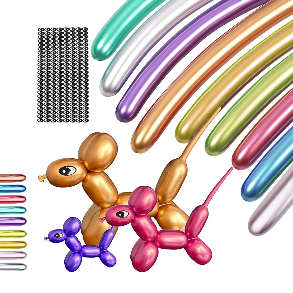 

40set Long Twisting Metallic Ballon Kit With Eye Stickers for Animal Making Magic Chrome Balloon Birthday Wedding Festival Party
