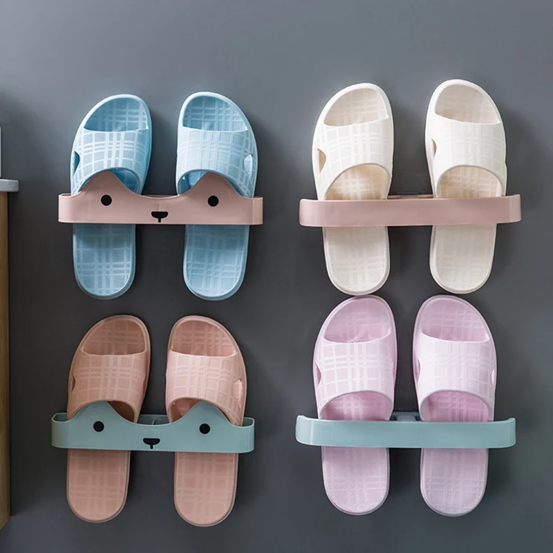 

1PC Wall Mounted Shoes Rack Bathroom Self Adhesive Slippers Organizer Shelf Shoes Storage Rack