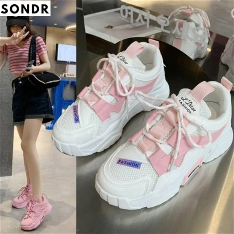 

Туфли женские летние на платформе, стильные и универсальные, дышащие, с сеточкой, повседневные, спортивные, маленькие, белые, 2022