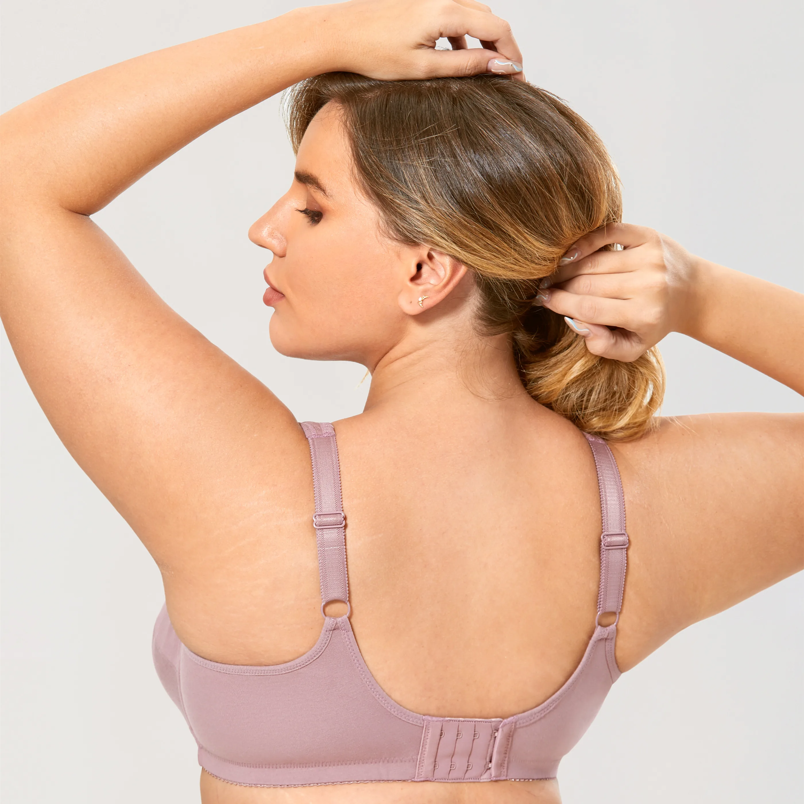 Women's Wireless Plus Size Full Coverage Lace Trim Non-wired Support Comfort Cotton Unlined Bra DD E F G