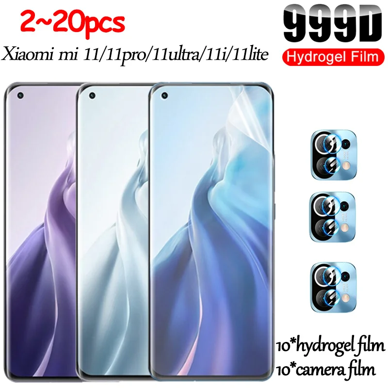 

2~20 pcs protective film hydrogel for xiaomi mi11 protection ecran for mi 11 lite accessories xaomie mi 11i 11 ultra 11 pro hidrogel screen protector & camera protege / not tempered glass