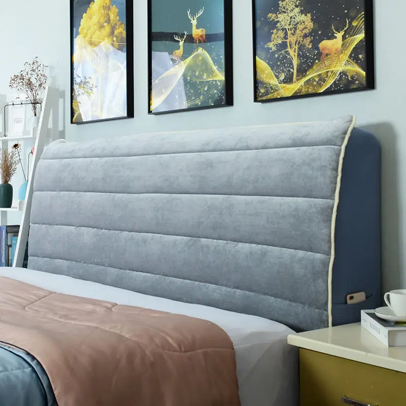 

All-inclusive Super Warm Soft Quilted Head Cover Solid Color Bed Back Dust Protector Cover Thicken Smooth Velvet Headboard Cover