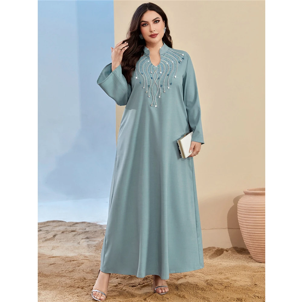 

Новая мода Eid Mubarak Рамадан бриллианты женское платье Abaya Дубай Турция Кафтан марокканское платье халат Jalabiya исламское