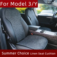 flax car seat cover breathable comfortable for tesla model 3 and model y car seat cushion summer and autumn