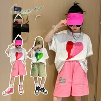 girls love sports suit summer 2022 new thin overalls shorts korean version two piece suit