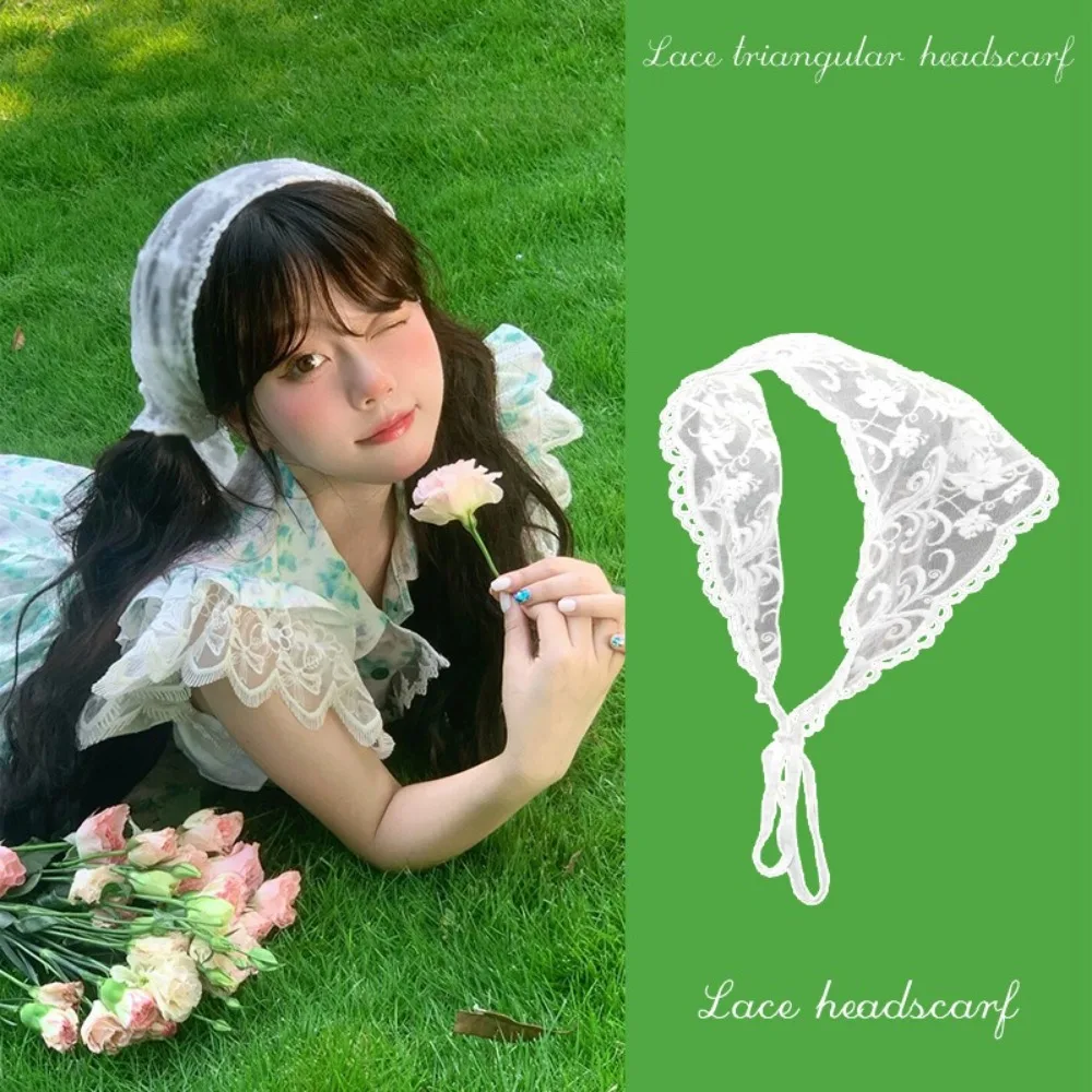 Элегантная кружевная треугольная Бандана с цветочным кружевом в сельском стиле