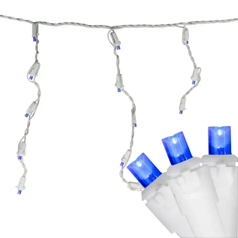 

of 100 LED Wide Angle Icicle Christmas Lights - White Wire