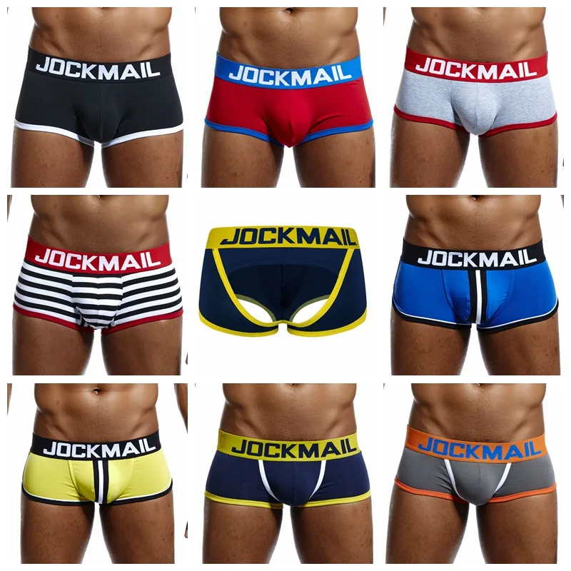 JOCKMAIL Gay Sexy Boxer Briefs Open Back Sissy Men's Underwear party crotch pants boys underpants cotton low waist trunks |