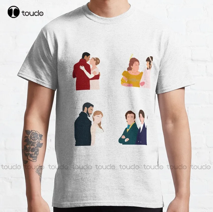 

Bridgerton Characters Illustration Classic T-Shirt Mens Shirts Fashion Creative Leisure Funny Harajuku T-Shirt Custom Gift New