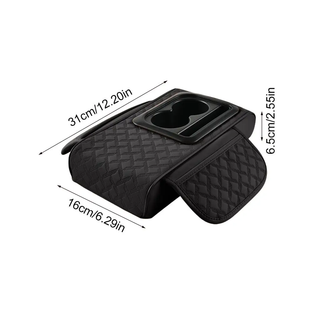 

Портативная подушка для автомобильного подлокотника, автоматический подлокотник, коробки для салфеток, коробка для хранения подлокотника с боковым карманом и 2-подстаканником