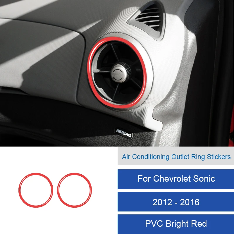 

Для Chevrolet Sonic 2012 2013 2014 2015 2016 углеродное волокно/ПВХ салон автомобиля кольцо вентиляционного отверстия мягкая отделка наклейка декоративная крышка