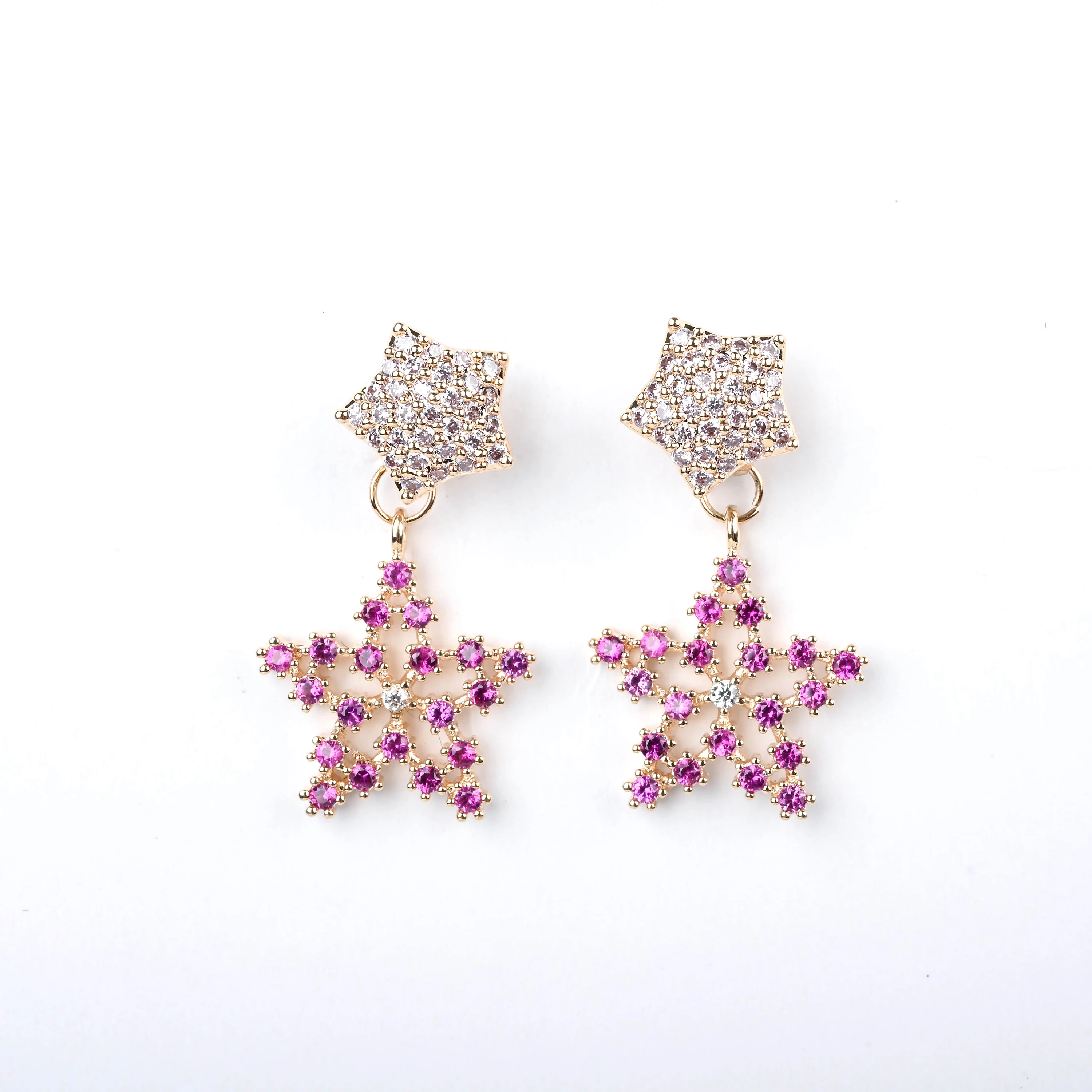 

Bling-217 Colorful Star Zircon Shiny Fashion Earrings for Women 925