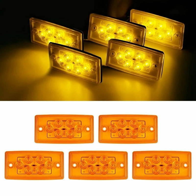 

5Pcs Truck Side Marker Light 6LED Side Light LED Roof Light Truck Turn Signal Trailer LED Side Light