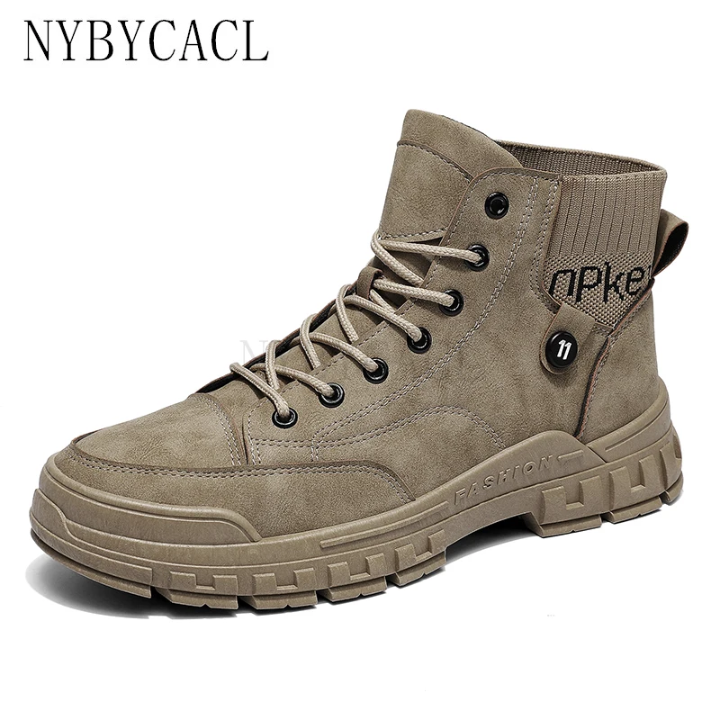 

Martin Boots Men's Autumn Winter High-top Tooling Shoes for Men Lace-up Breathable Male Footwear Flat Heel Leather Spring Trendy