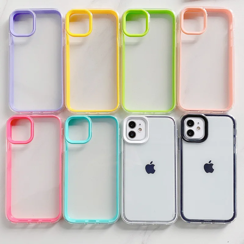 

2 in 1 Bumper Shockproof Phone Case For iPhone 12 11 13 Pro Max XR X XS Max 7 8Plus SE2020 Soft Silicone Fashion Colorful Cover