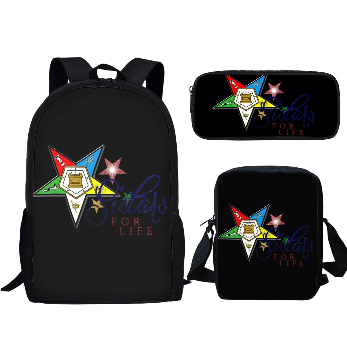 OES Sistars Order Of Eastern Kids School Bags Girls Fashion Student Backpack Back to School 3PCS/Set Boys Book Shoulder Bags