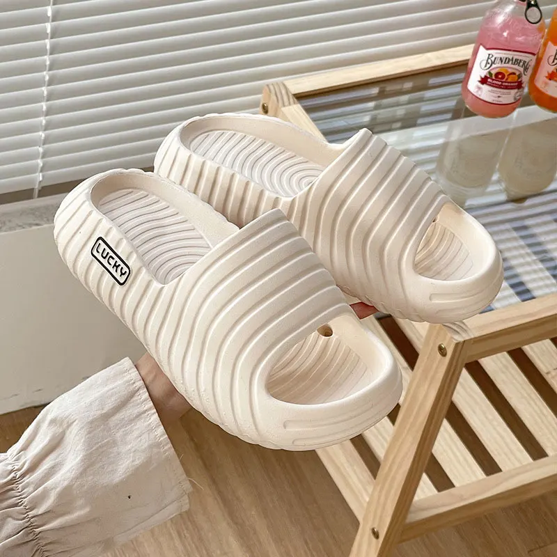 

Concise Stripe Designer Brand Women Sandals Outdoor Beach Non-slip Woman Slides Indoor Bathroom Couple Slippers Summer New Shoes