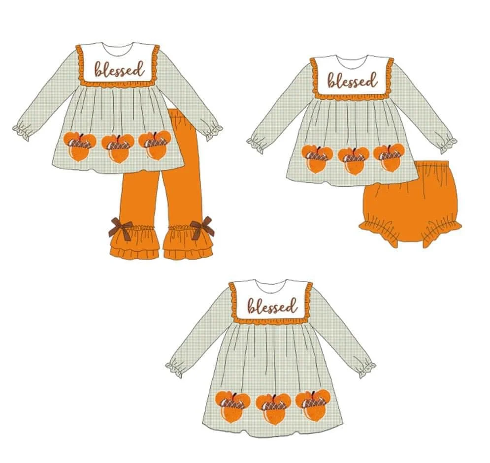 Одежда для девочек на День Благодарения Осень наряд с длинным рукавом принтом