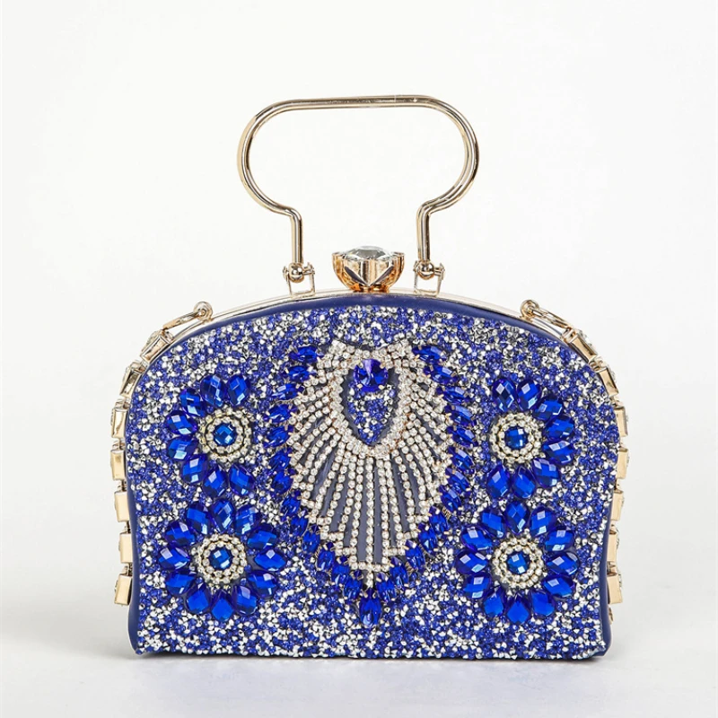 Роскошные вечерние сумки королевского синего цвета с бриллиантами сверкающие