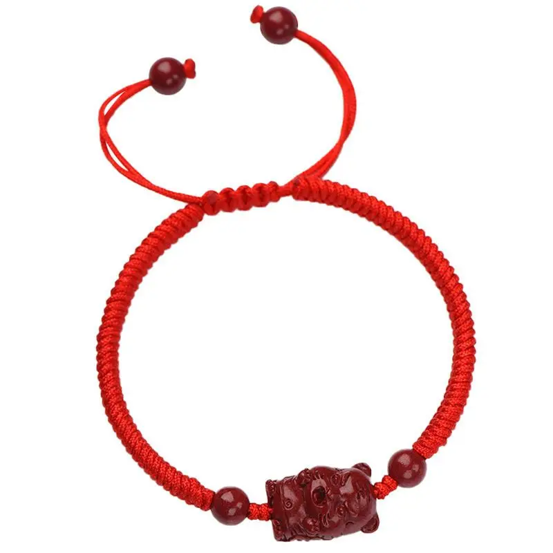 Cinnabar Zodiac Red Rope Bracelet Children's Carrying Strap Rabbit Men's and Women's Bracelets Zodiac Year of Birth Accessories