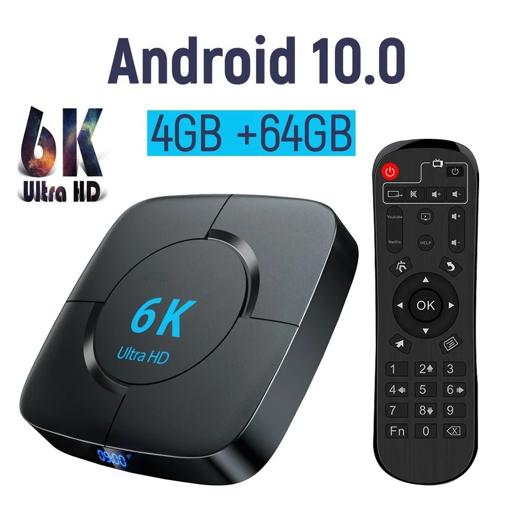 

Smart IP TV Box Android 10 2.4G&5.8G WiFi 6K HDR Cinema-grade Ultra-HD Picture Quality 16G 32G 64G TV receiver Media player Sale