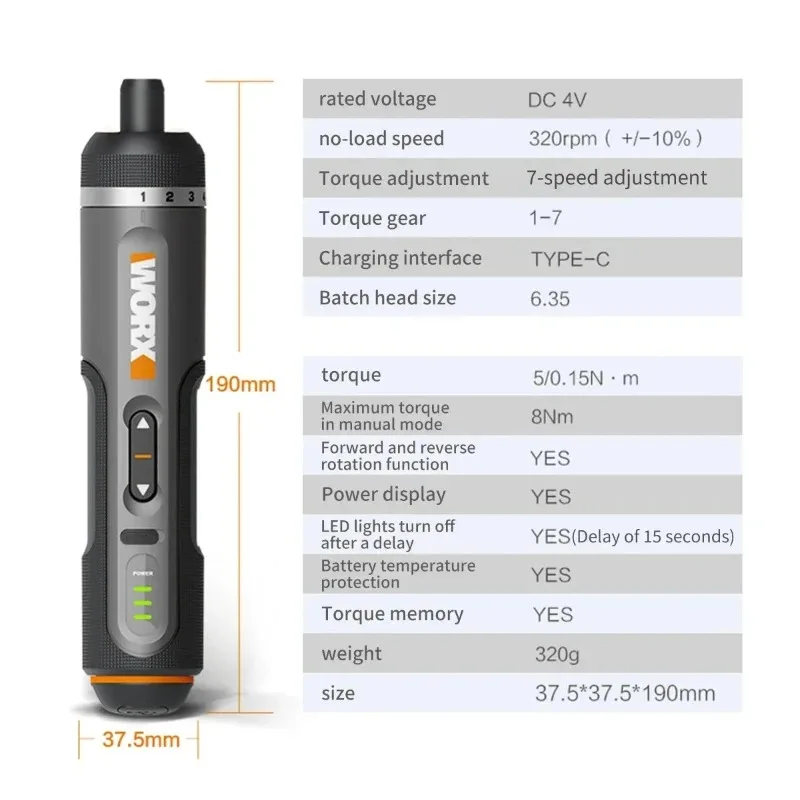 Набор электроинструментов Worx 30 в 1: Умная беспроводная дрель-шуруповерт WX242 с USB-зарядкой для домашнего ремонта (art.: 3920dae4da2de) - 3920dae4da2de