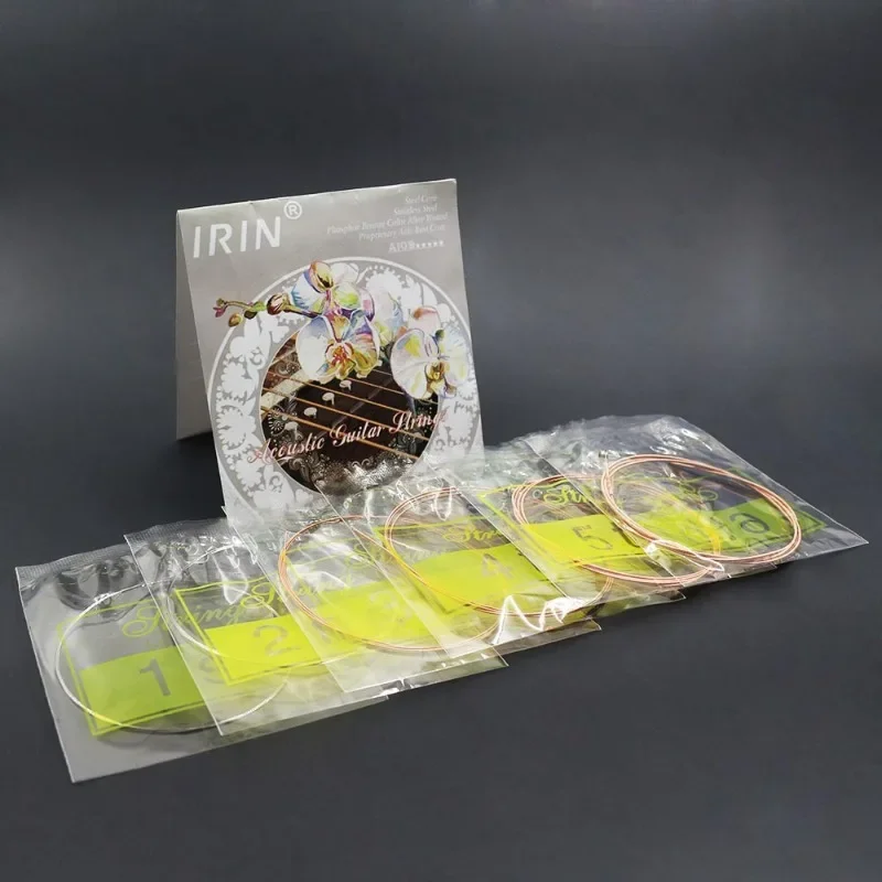 

6Pcs/Set Acoustic Guitar Strings A109 Stainless Steel Mercerized Strings Silver Plated Copper Alloy Wound Guitar Accessories