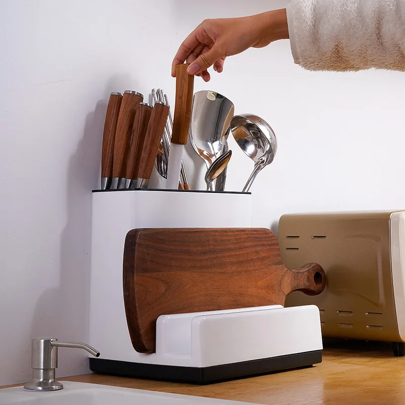

Multifunctional Knife Holder Pot Cover Storage Knife Board Stand Cutting Board Kitchen Cutlery Scissors Organizer Rack Kitchen