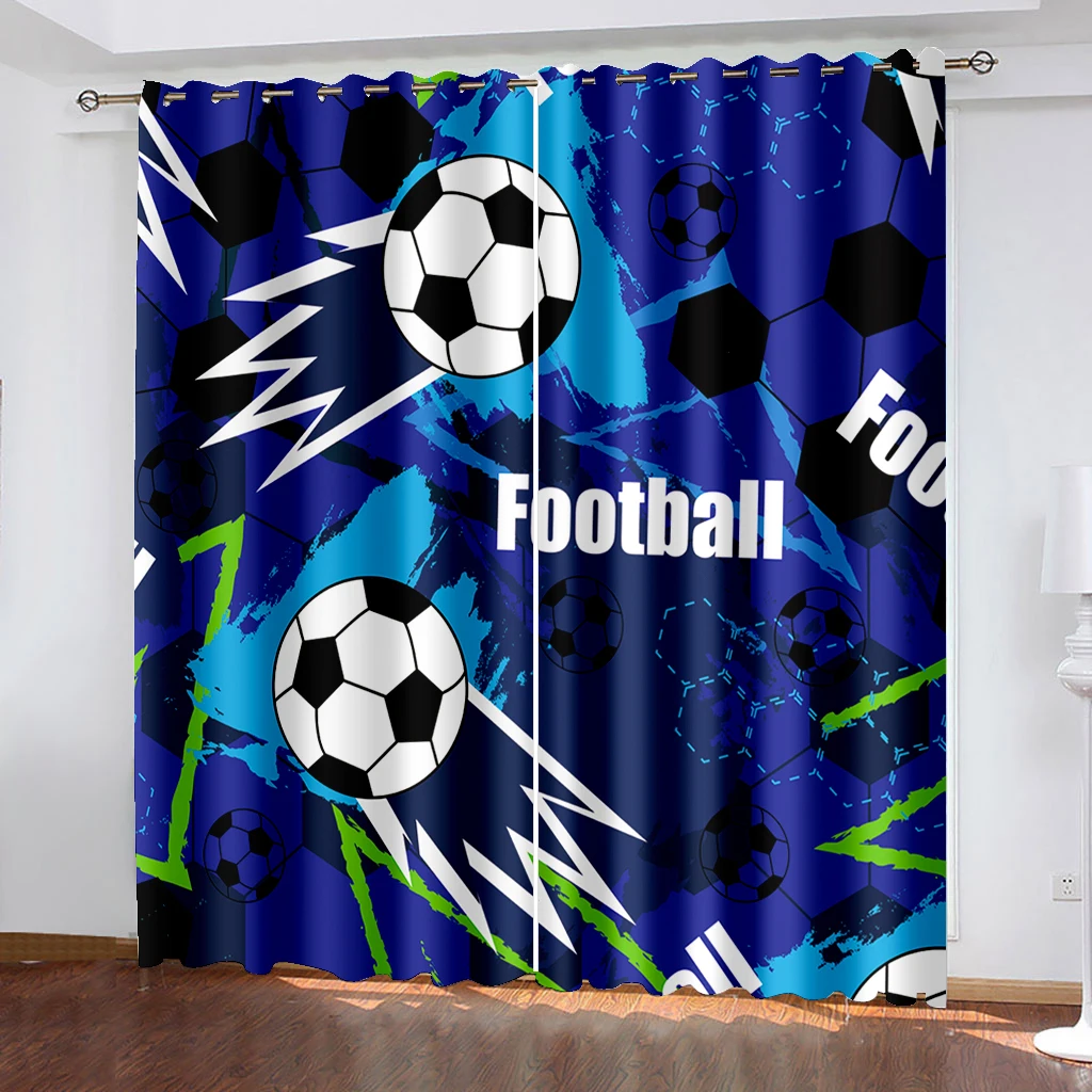 

The Latest Design Football Series Boys' Sports Free Shipping 2 Pieces Shading Window Curtain for Living Room Bedroom Decor