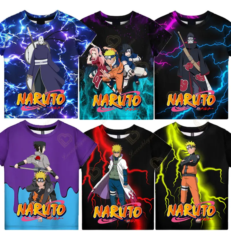 

Naruto T-shirt Anime Mascot Uzumaki Naruto Kakashi Kids Cosplay T Shirt Children's 3D Printed Short Sleeve T-shirt Clothing