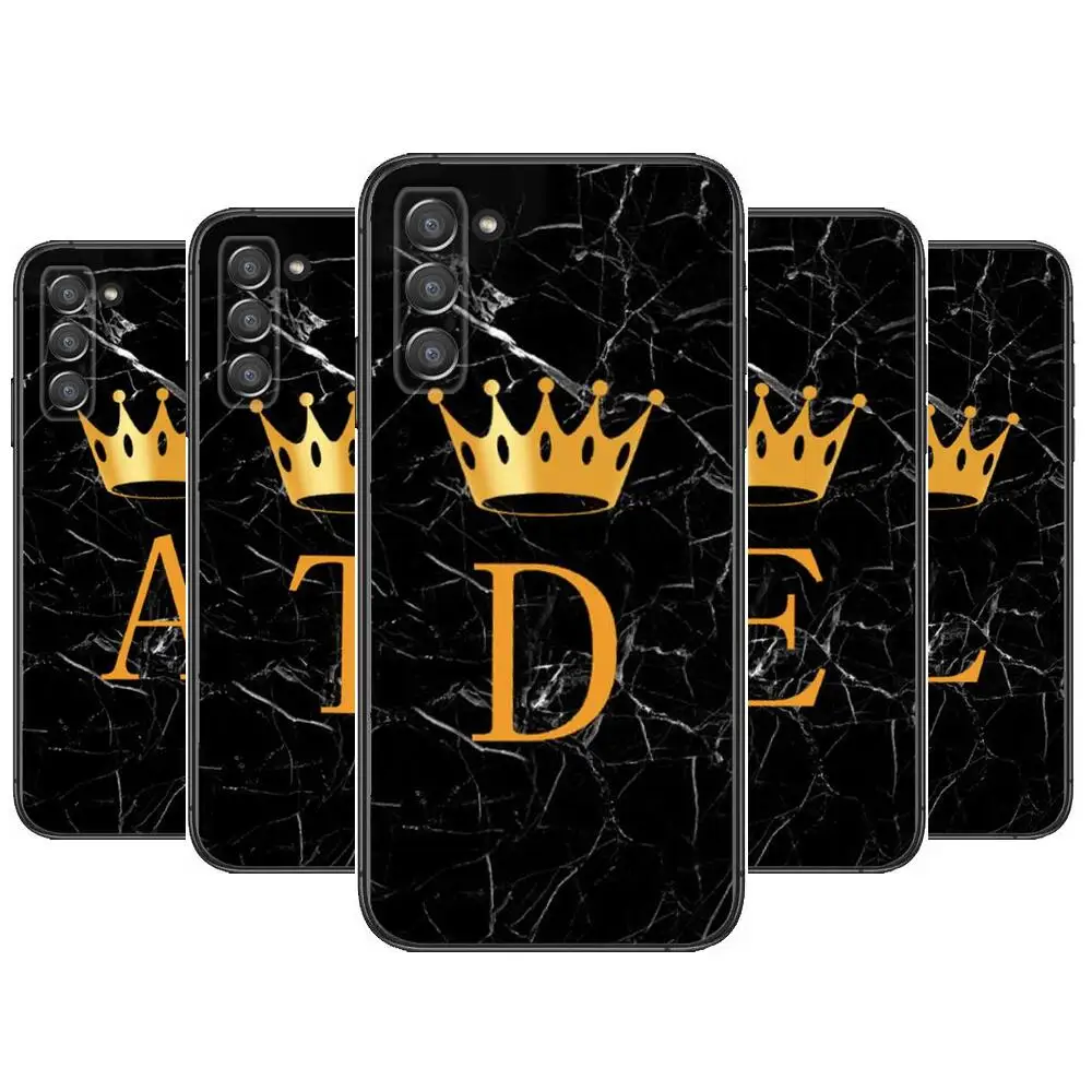 

Black Marble Crown Letter Fashion Phone cover hull For SamSung Galaxy s6 s7 S8 S9 S10E S20 S21 S5 S30 Plus S20 fe 5G Lite Ultra