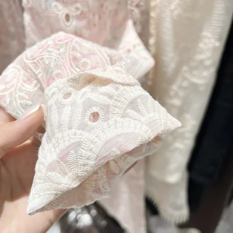 Кружевной цветочный принт Розовый комплект из 2 предметов с круглым вырезом и