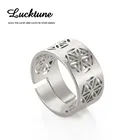 Женское кольцо из нержавеющей стали, с изображением цветов жизни