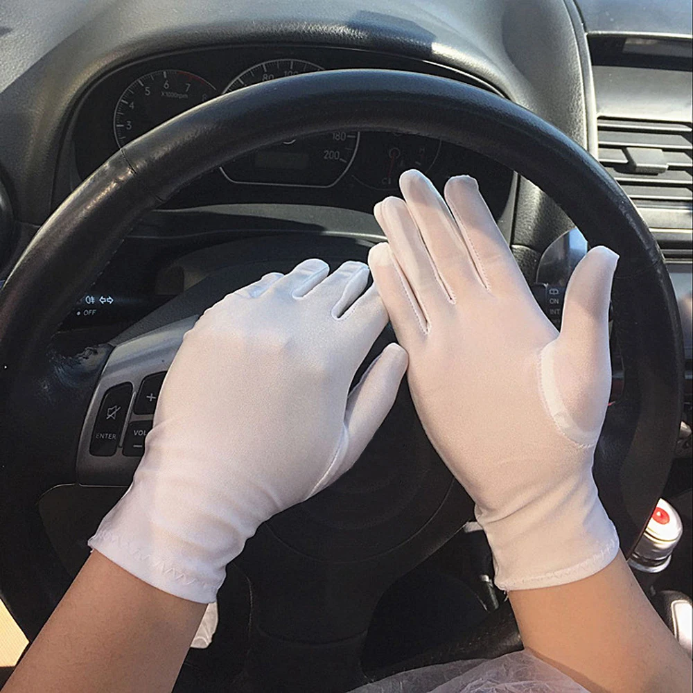 

Men Women Pure Color Spandex Thin Elastic Etiquette Gloves Driving Gloves Anti-UV Sun Protection
