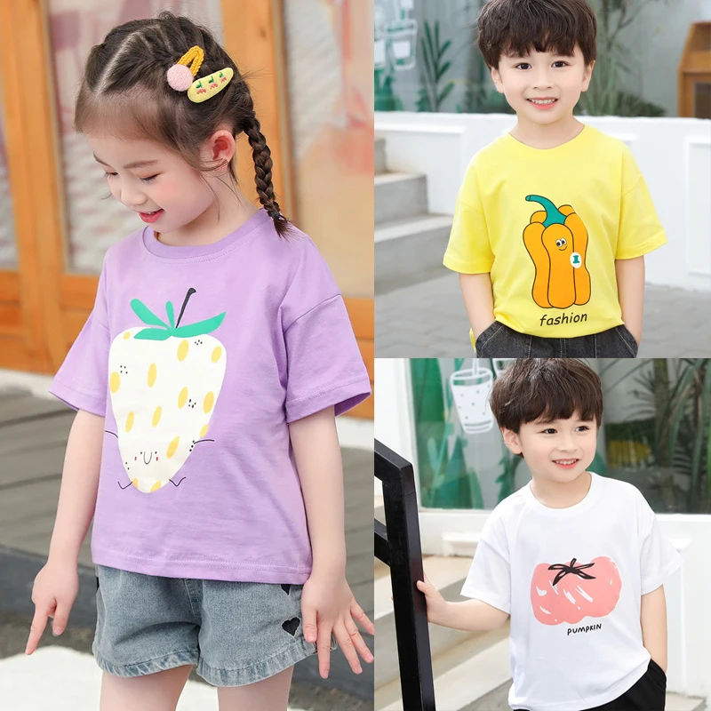 

2022 Summer Children T Shirts Cartoon Tees for Kids Cotton Toddler Outerwear School Baby Blouse Girls Boy Outfits Costumes