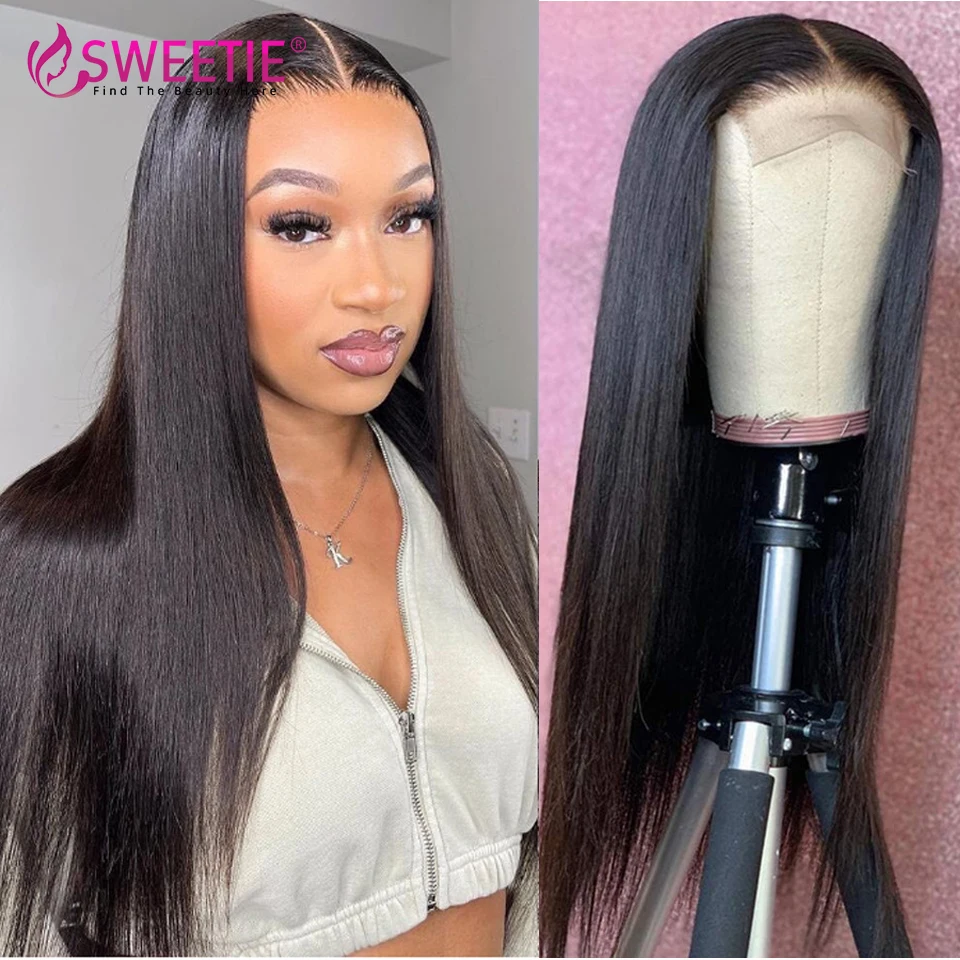 Straight 13x4 Lace Front Human Hair Wig Transparent Lace Closure Wigs For Women Brazilian Hair Pre Plucked Wigs Non-Remy Sweetie