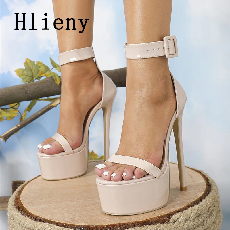 

Hlieny Summer Sexy Stiletto Platform Narrow Band Women Sandals 2023 New Arrivals Ladies Buckle Strap Nightclub High Heel Shoes